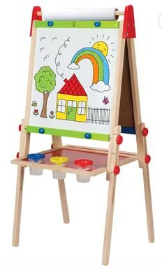 Hape Magnetic Wooden Artist Easel All in 1 Kids Chalkboard Dry Erase Paper Roll